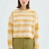 Jersey crop de punto con estampado de rayas amarillas-COMPAÑIAFANTASTICA Outlet