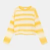 Jersey crop de punto con estampado de rayas amarillas-COMPAÑIAFANTASTICA Outlet
