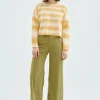 Jersey crop de punto con estampado de rayas amarillas-COMPAÑIAFANTASTICA Outlet