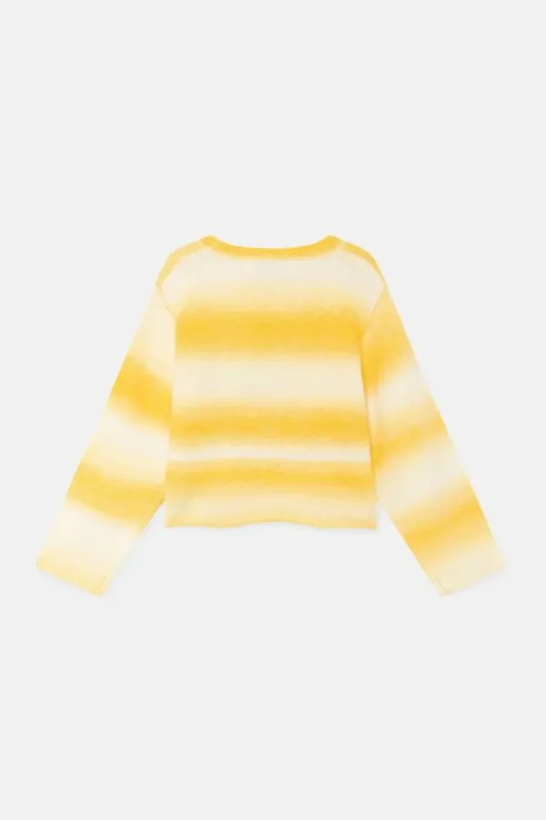 Jersey de niña crop con estampado de rayas amarillo-MINI Store