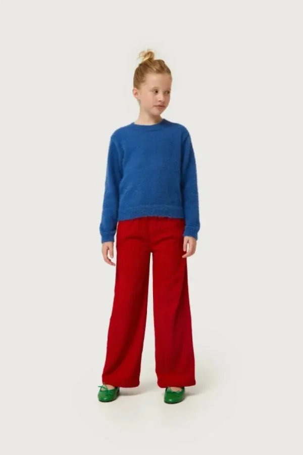 Jersey de niña de punto con textura azul-MINI New