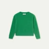 Jersey de niña de punto con textura verde-MINI Fashion
