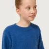 Jersey de niña de punto con textura azul-MINI New