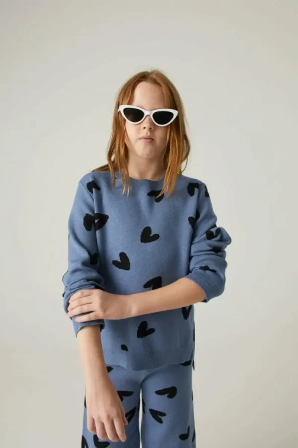 Jersey de niña de punto con estampado de corazones-MINI Best