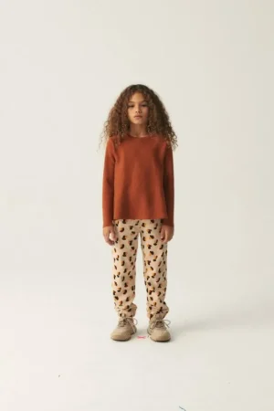 Jersey de niña de punto evasé marrón-MINI New