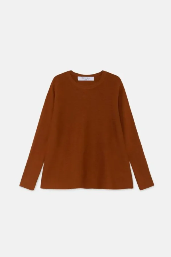 Jersey de niña de punto evasé marrón-MINI New