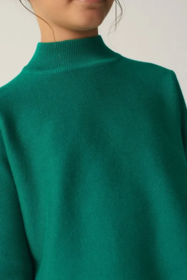 Jersey de niña de punto evasé verde-MINI Sale