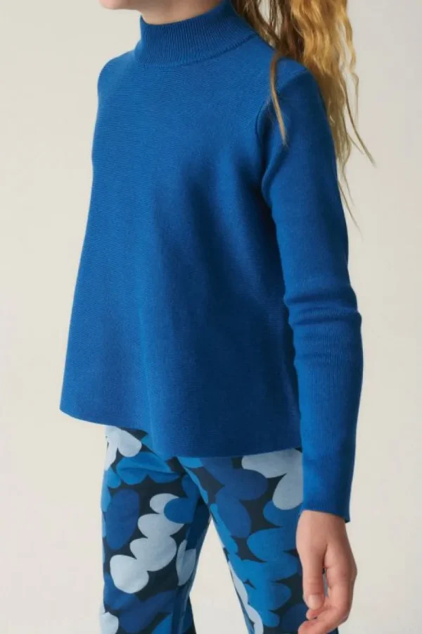Jersey de niña de punto evasé azul-MINI New