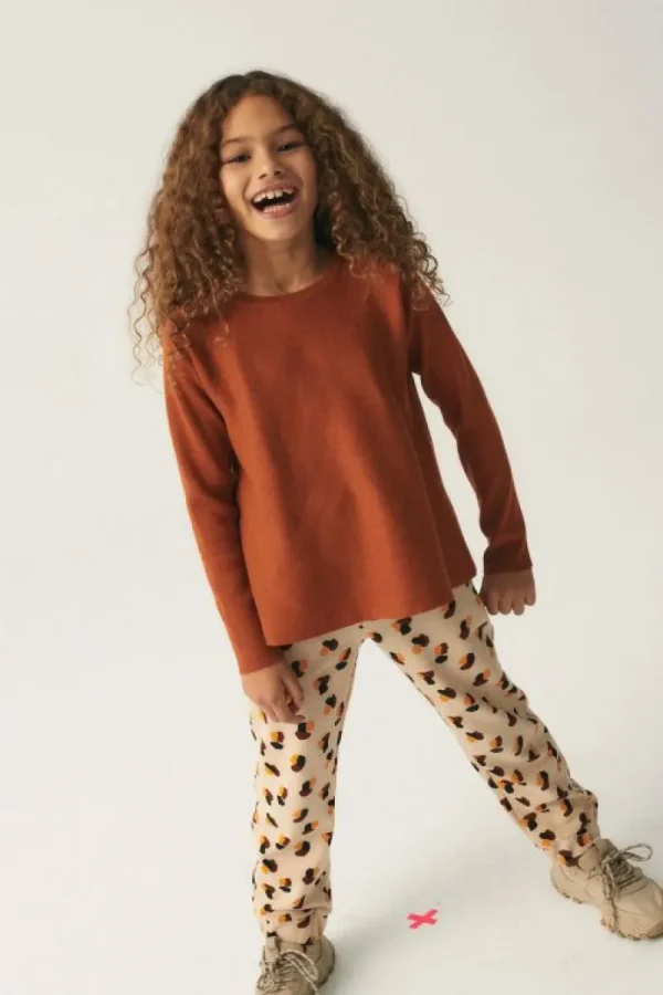 Jersey de niña de punto evasé marrón-MINI New