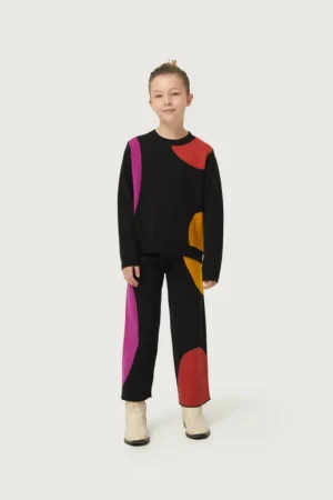 Jersey de niña de punto jacquard estampado de círculos-MINI Flash Sale