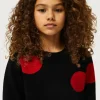 Jersey de niña de punto jacquard estampado de lunares rojos-MINI Cheap