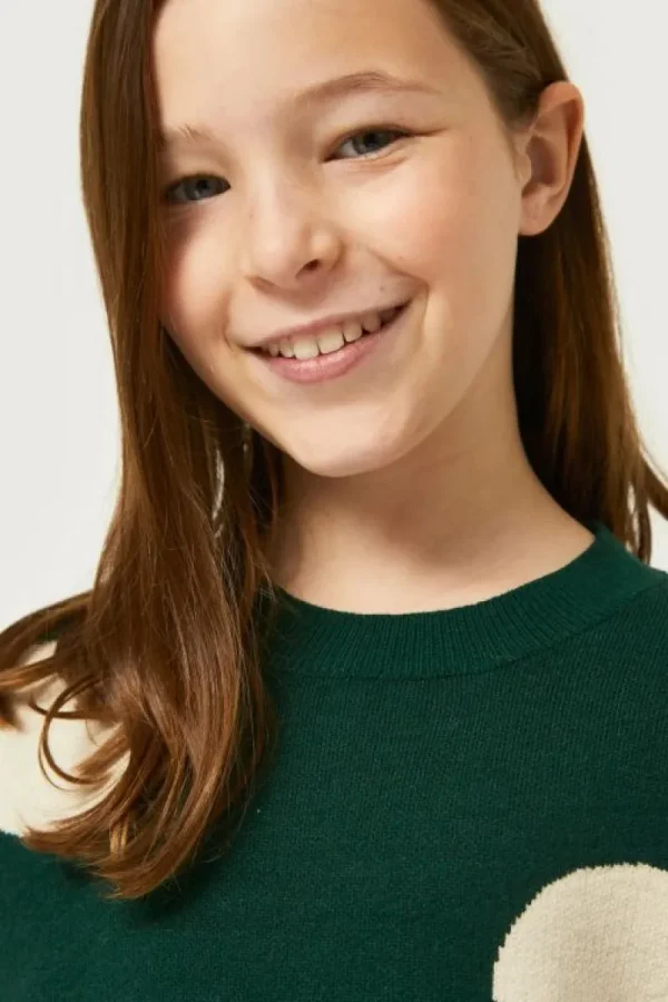 jersey_de_nia_de_punto_ja_2.webp Jersey de niña de punto jacquard estampado de lunares blancos-MINI Best Sale