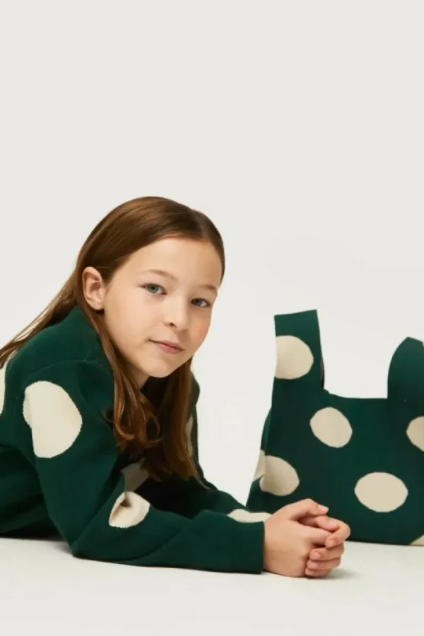 jersey_de_nia_de_punto_ja_3.webp Jersey de niña de punto jacquard estampado de lunares blancos-MINI Best Sale