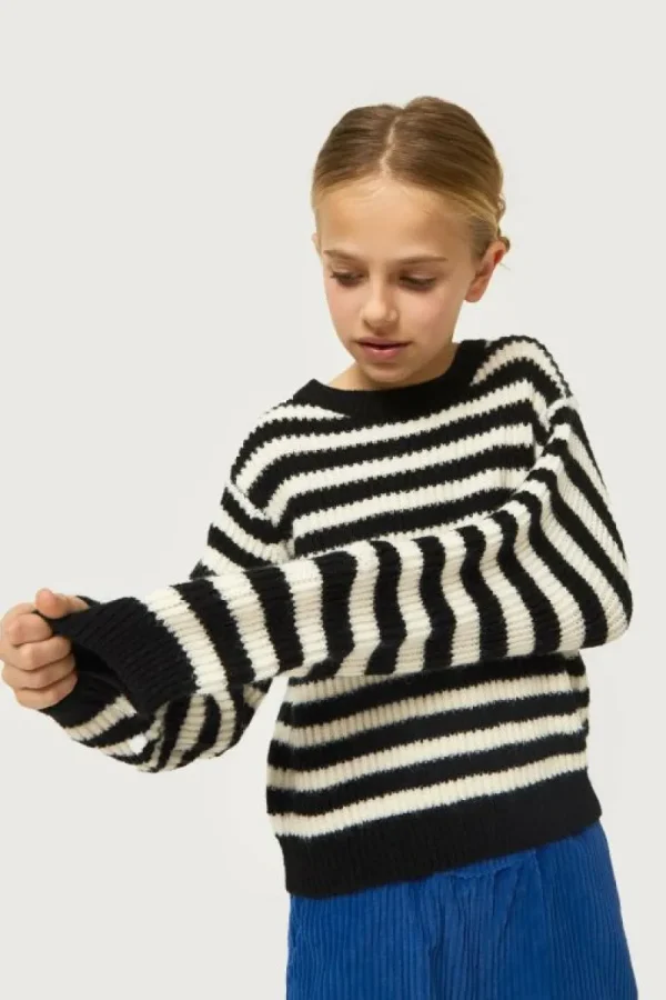 Jersey de niña de punto rayas negras-MINI Cheap