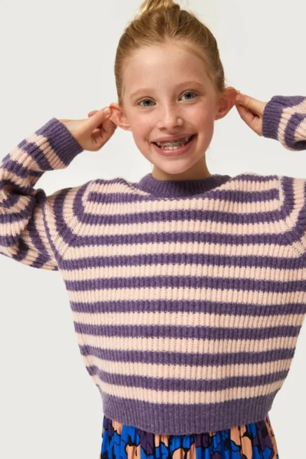 Jersey de niña de punto rayas moradas-MINI Store