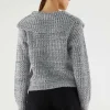 Jersey de punto brillante con cuello solapa gris-COMPAÑIAFANTASTICA Discount