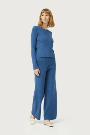 Jersey de punto canalé azul-COMPAÑIAFANTASTICA Discount