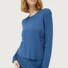 Jersey de punto canalé azul-COMPAÑIAFANTASTICA Discount
