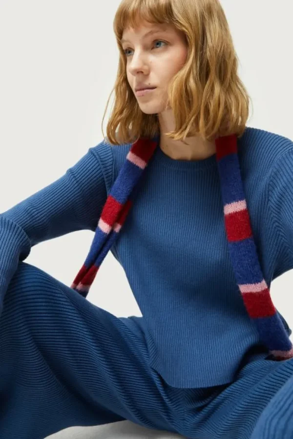 Jersey de punto canalé azul-COMPAÑIAFANTASTICA Discount