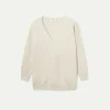 jersey_de_punto_con_cuell_1.webp Jersey de punto con cuello pico blanco-COMPAÑIAFANTASTICA Fashion