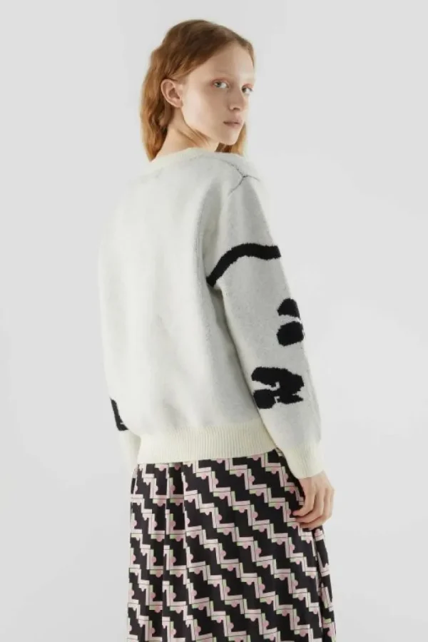 Jersey de punto jacquard con motivos negros-COMPAÑIAFANTASTICA New