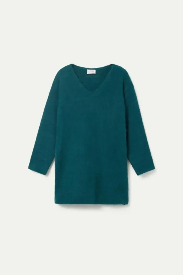 Jersey largo cuello pico verde-COMPAÑIAFANTASTICA Hot