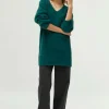 Jersey largo cuello pico verde-COMPAÑIAFANTASTICA Hot