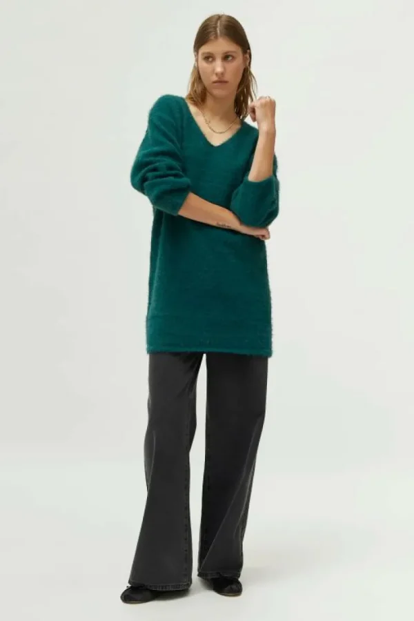 Jersey largo cuello pico verde-COMPAÑIAFANTASTICA Hot