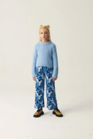 Jersey unisex crop de punto azul-MINI Clearance