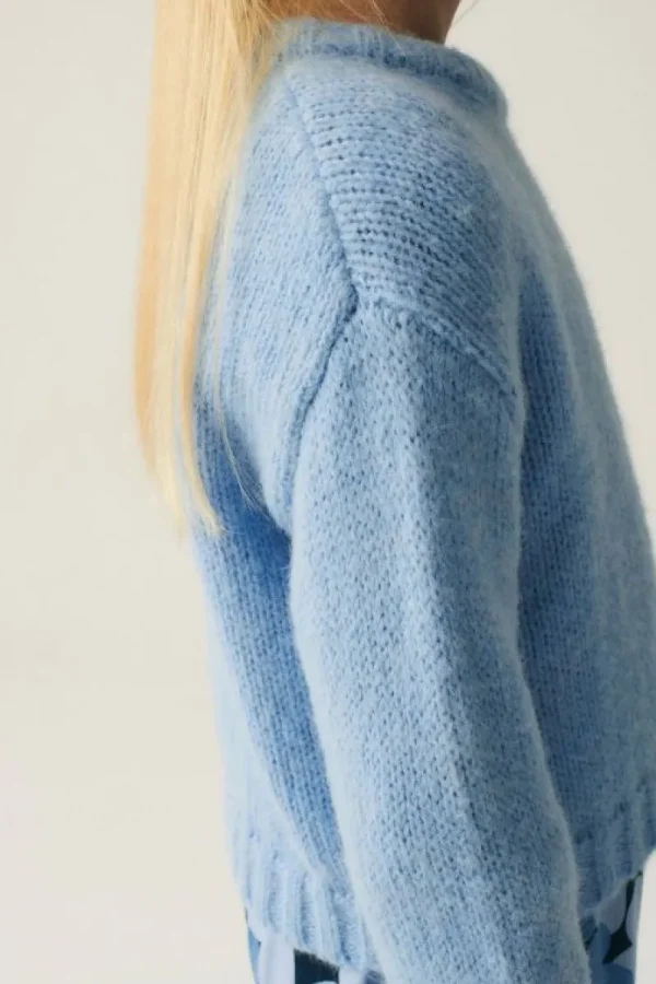 Jersey unisex crop de punto azul-MINI Clearance