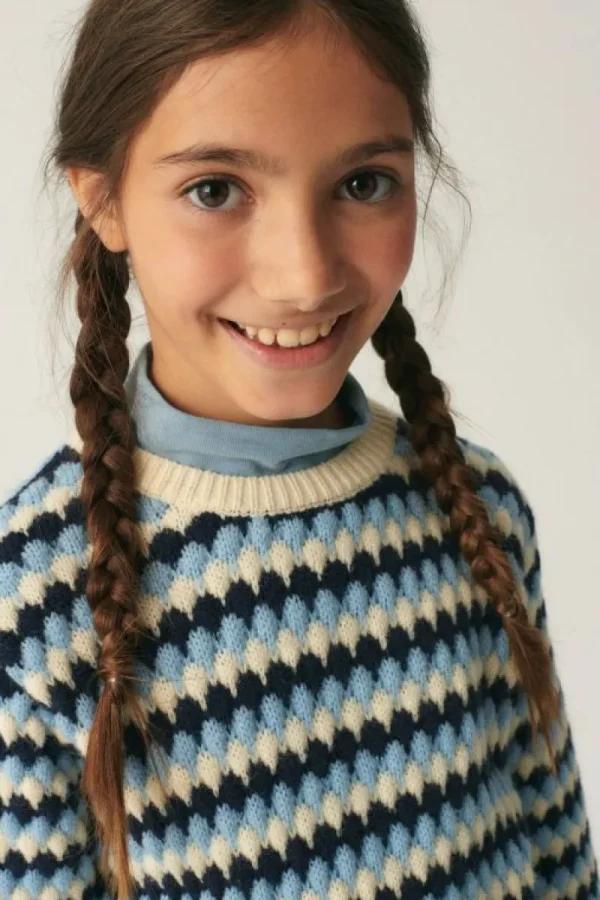 Jersey unisex de punto con estructura azul-MINI Discount