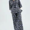 Kimono con cinturón y estampado floral azul-COMPAÑIAFANTASTICA Outlet