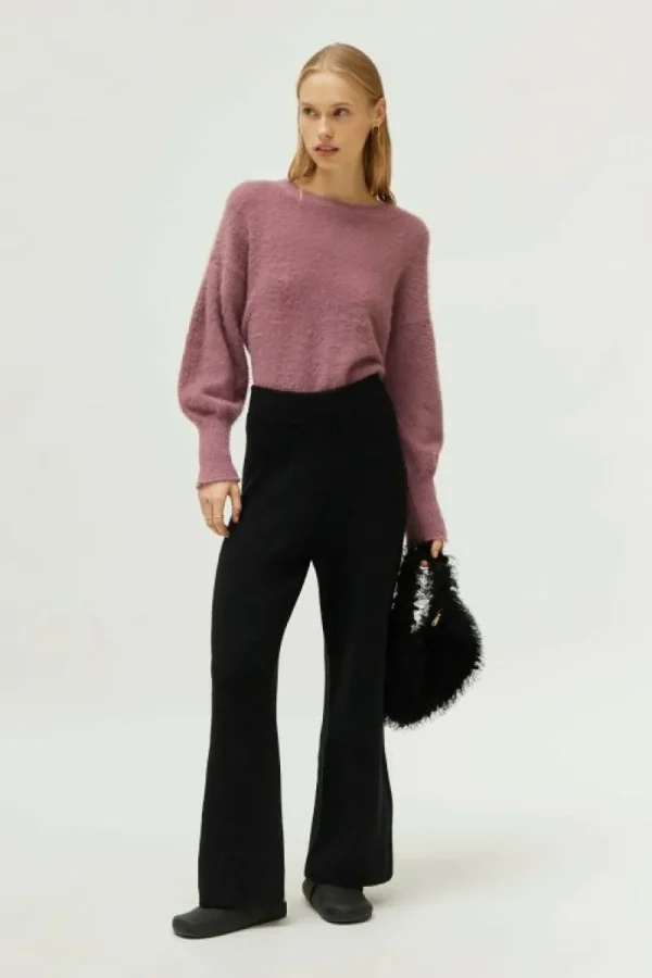 Pantalón ancho de punto negro-COMPAÑIAFANTASTICA Hot