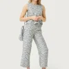 Pantalón con estampado floral azul y blanco-COMPAÑIAFANTASTICA Clearance
