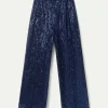 Pantalón de lentejuelas azul-COMPAÑIAFANTASTICA Sale