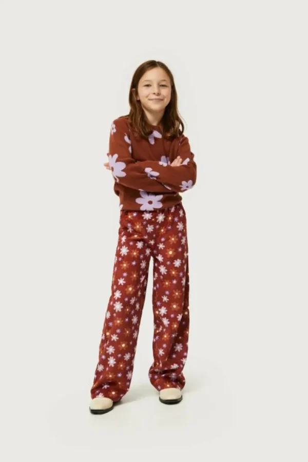 Pantalón de niña de pana estampado floral Montana-MINI Cheap