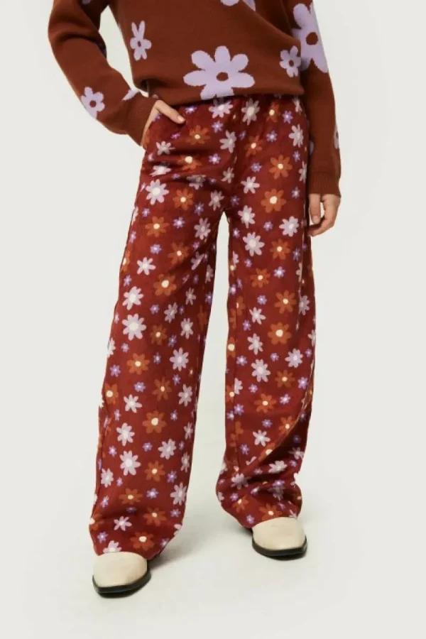 Pantalón de niña de pana estampado floral Montana-MINI Cheap