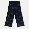 Pantalón de niña de punto jacquard estampado de lunares azules-MINI Outlet