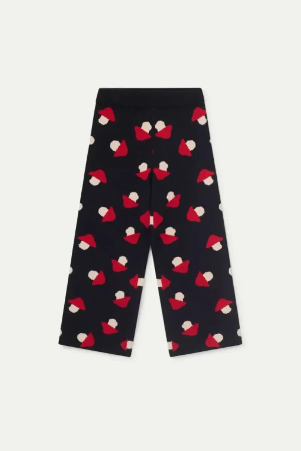 Pantalón de niña de punto jacquard estampado de setas negro-MINI Clearance