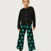 Pantalón de niña punto estampado de corazones negro-MINI Flash Sale