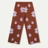 Pantalón de niña punto estampado flores marrón-MINI Hot