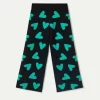 Pantalón de niña punto estampado de corazones negro-MINI Flash Sale