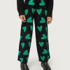 Pantalón de niña punto estampado de corazones negro-MINI Flash Sale