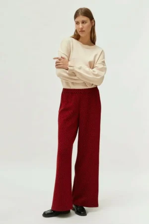 Pantalón de punto estampado jacquard rojo-COMPAÑIAFANTASTICA Discount