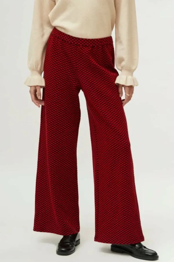 Pantalón de punto estampado jacquard rojo-COMPAÑIAFANTASTICA Discount