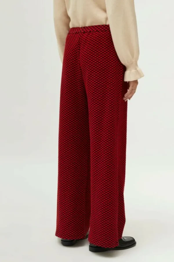 Pantalón de punto estampado jacquard rojo-COMPAÑIAFANTASTICA Discount