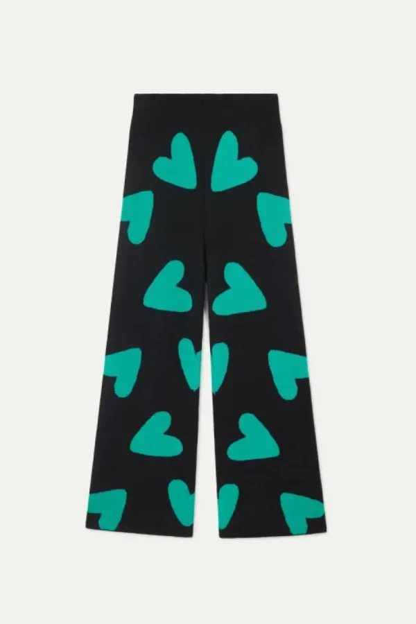 Pantalón de punto jacquard de corazones negro-COMPAÑIAFANTASTICA Flash Sale