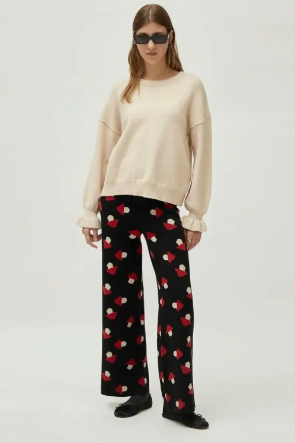 pantaln_de_punto_jacquard_4-1.webp Pantalón de punto jacquard estampado de setas negro-COMPAÑIAFANTASTICA Outlet