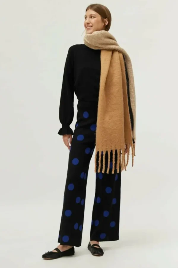 Pantalón de punto jacquard estampado de lunares azules-COMPAÑIAFANTASTICA Online