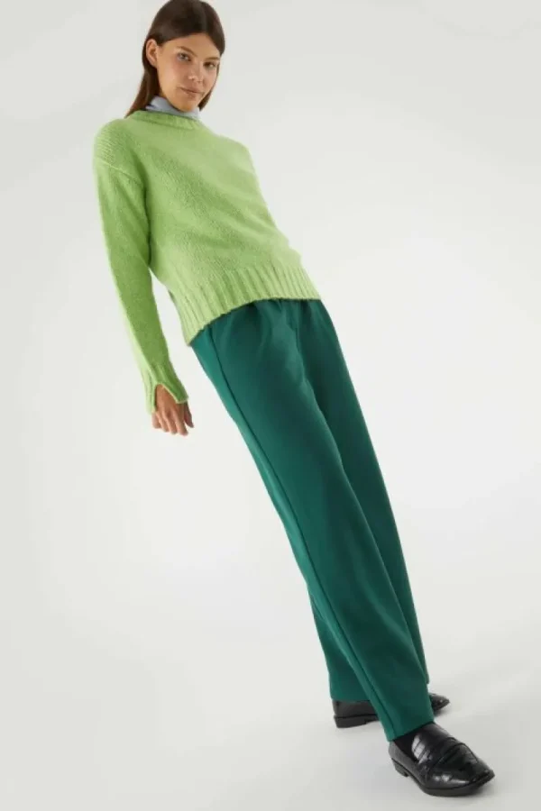 Pantalón de vestir con pinzas verde-COMPAÑIAFANTASTICA Best Sale